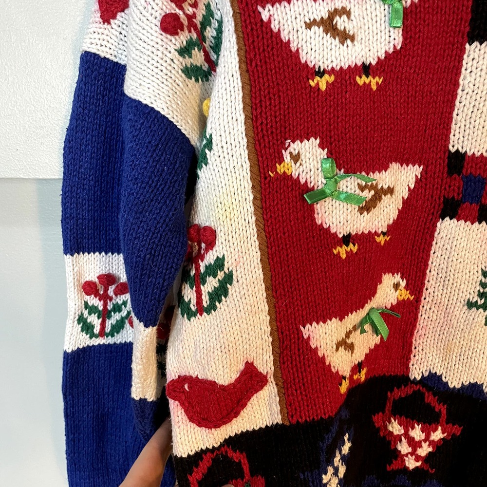 Vintage Duck & Barn Winter Christmas Holiday Knit Turtleneck Sweater Size Large - Picture 8 of 14